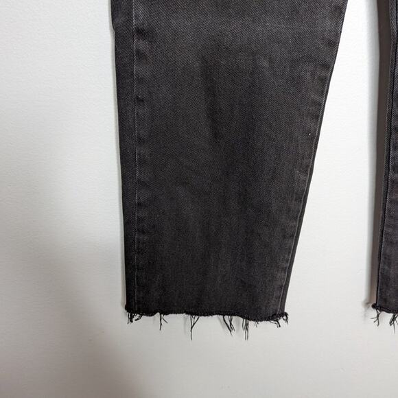 COLLUSION x005 Washed Black Straight Leg Jeans Cutoff High Rise Size 26 - Picture 7 of 9